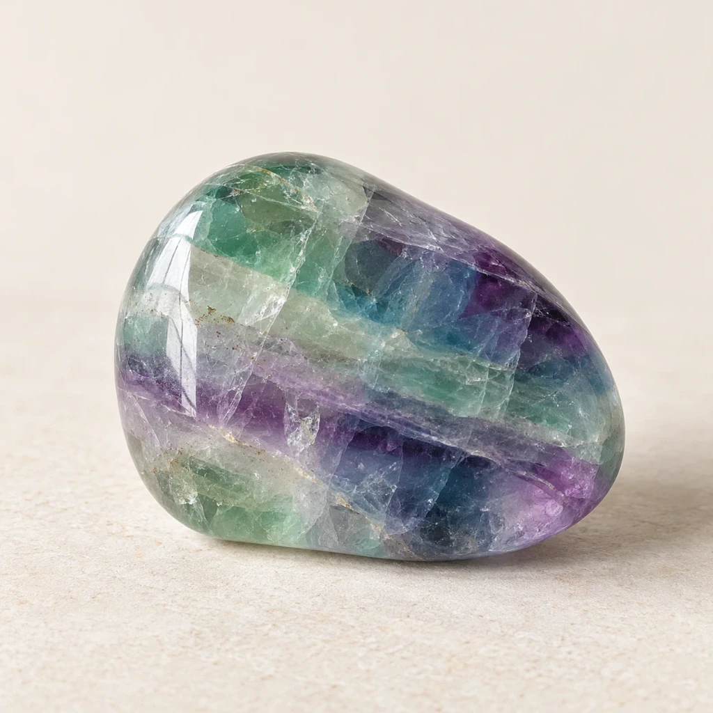 Fluorite verte et violette sur un support minéral clair