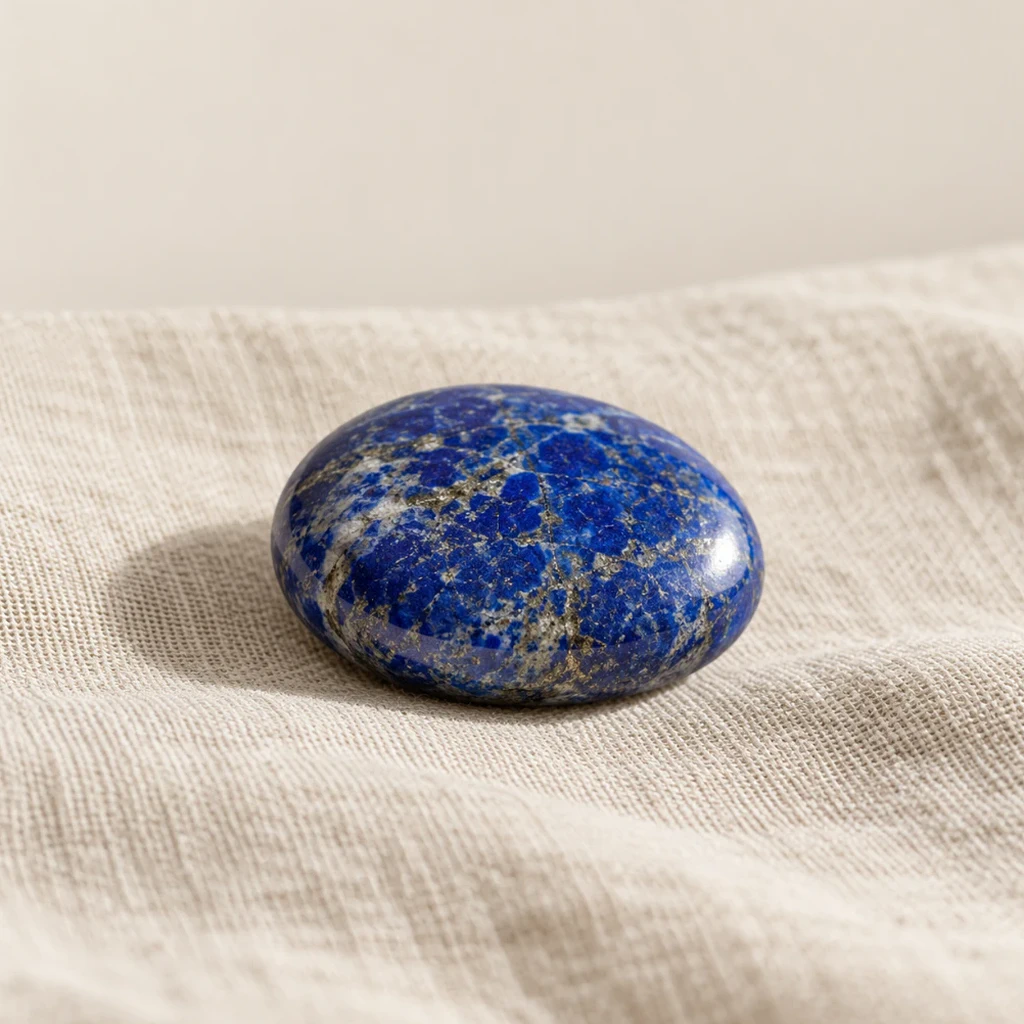 Galet bleu et galet blanc sur un lin naturel
