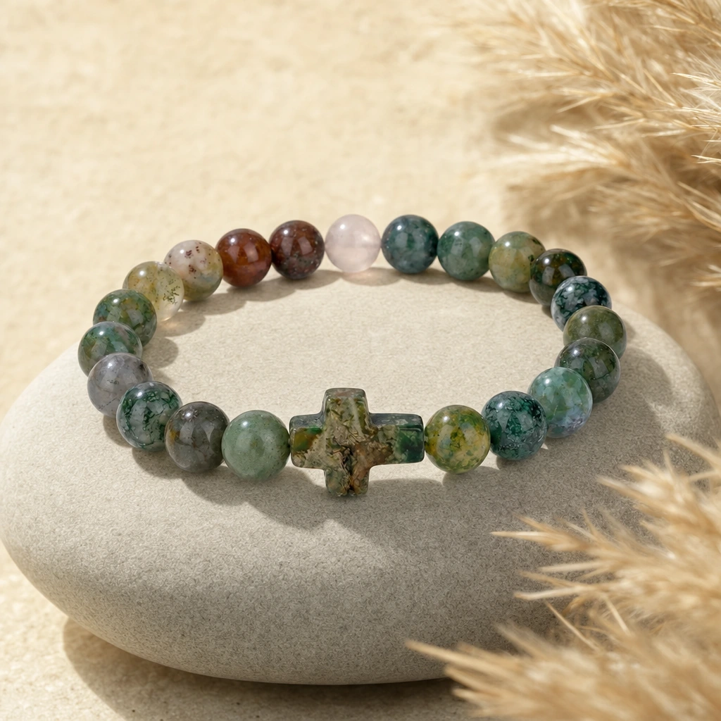 Bracelet perlé en agate indienne — État d'Âme