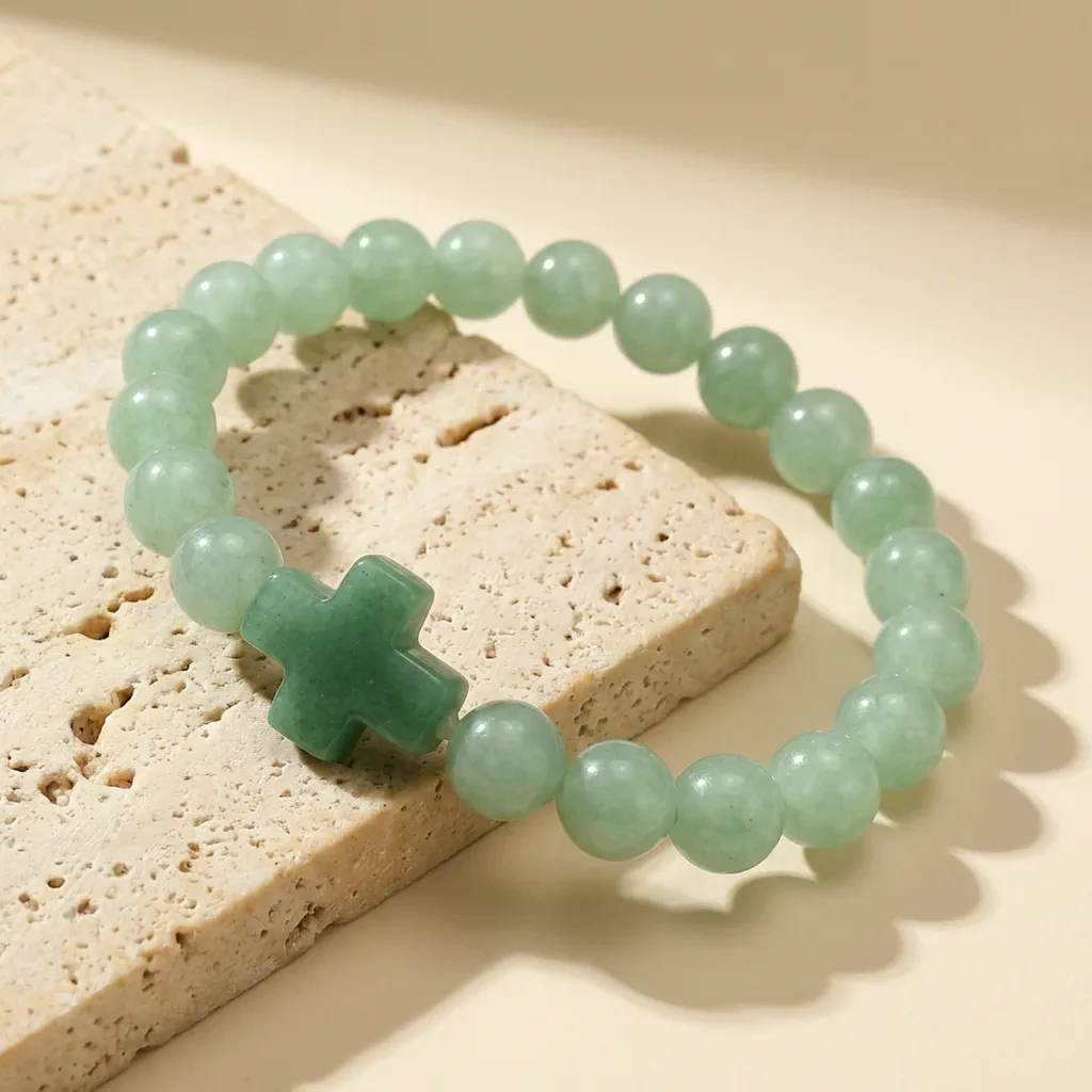 Bracelet perlé en aventurine verte claire — État d'Âme