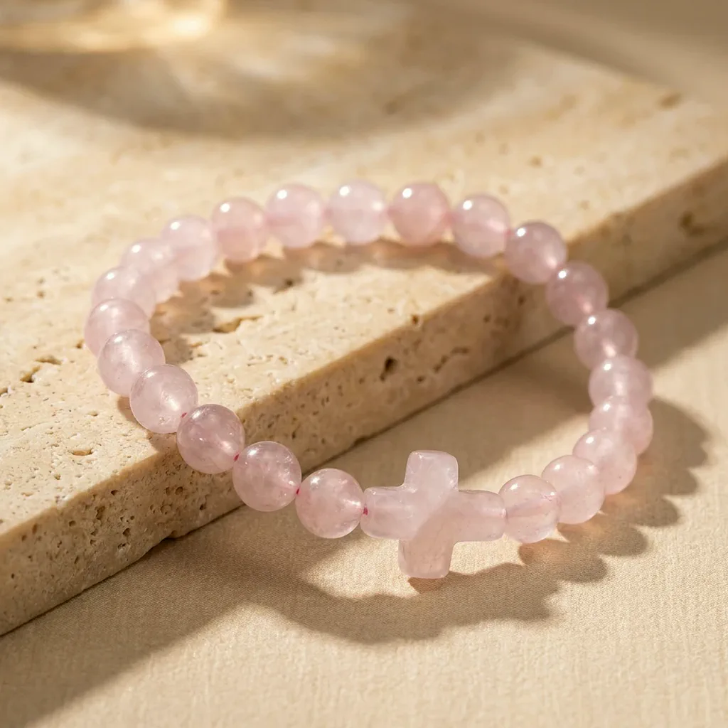 Bracelet perlé en quartz rose — Cristal — État d'Âme
