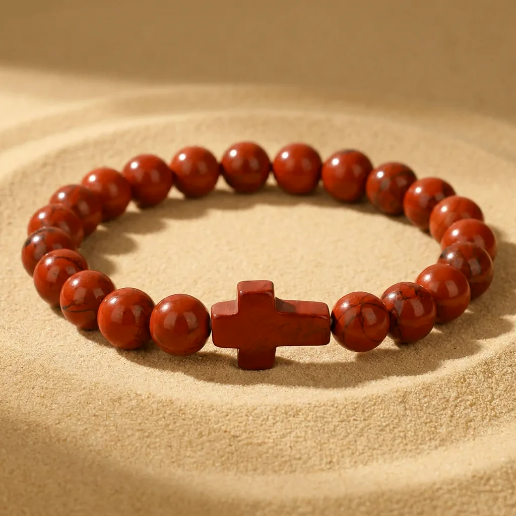 Bracelet perlé en jaspe rouge — État d’Âme