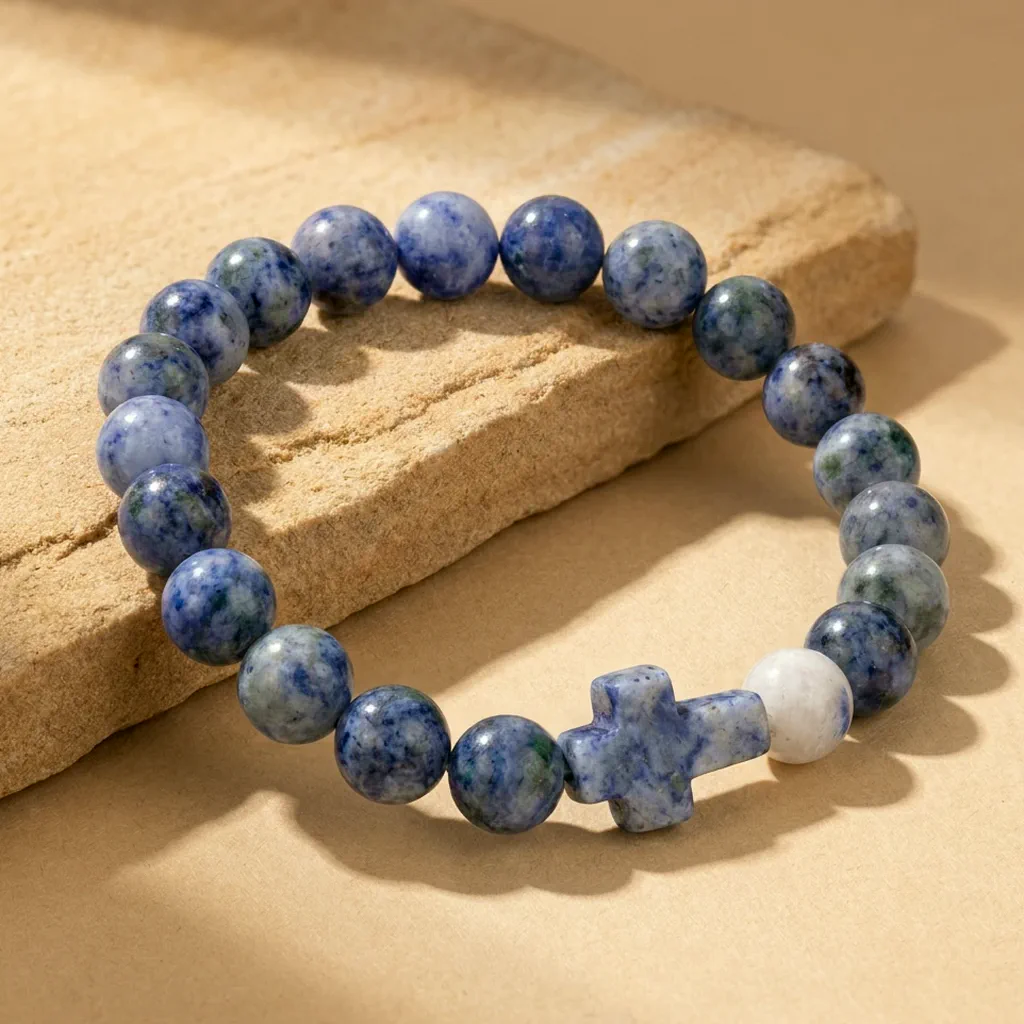 Bracelet perlé en sodalite marbrée — Marbré Bleu — État d’Âme