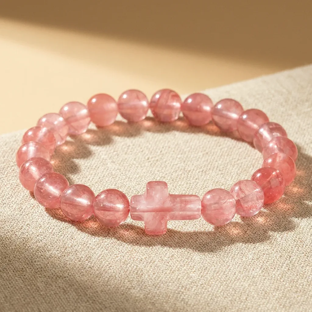 Bracelet perlé en quartz rose translucide — Transparent — État d'Âme