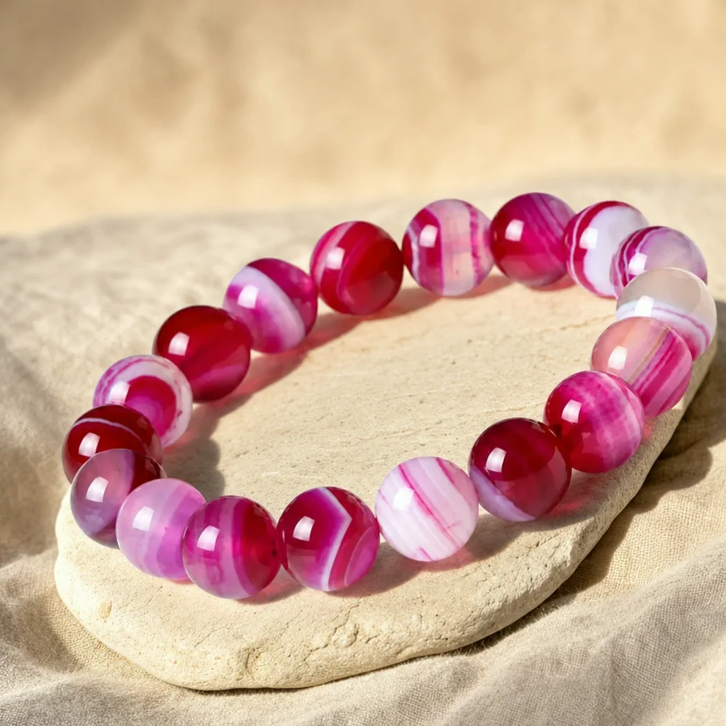 Bracelet en agate fuchsia — État d'Âme
