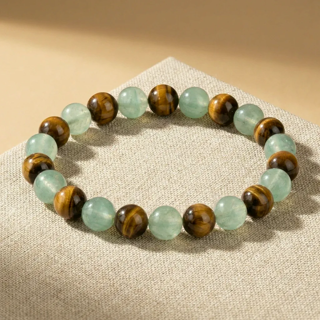 Bracelet en aventurine verte — Œil Tigre — État d'Âme