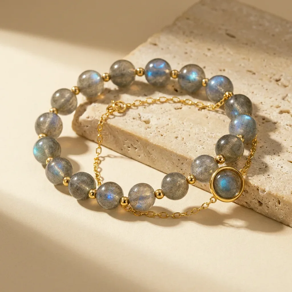 Bracelet en labradorite — Duo Reflets Boréals — État d'Âme