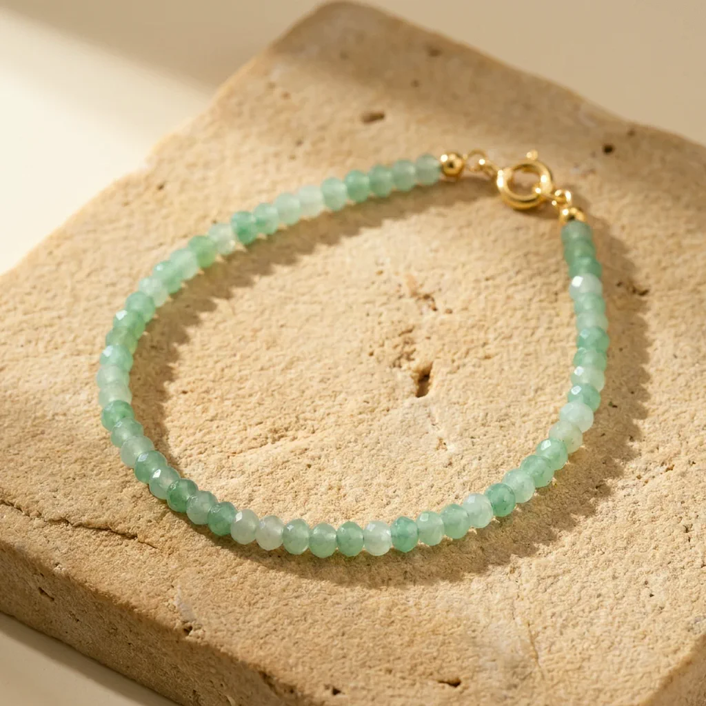 Bracelet fin en aventurine verte foncée 16 cm — État d'Âme