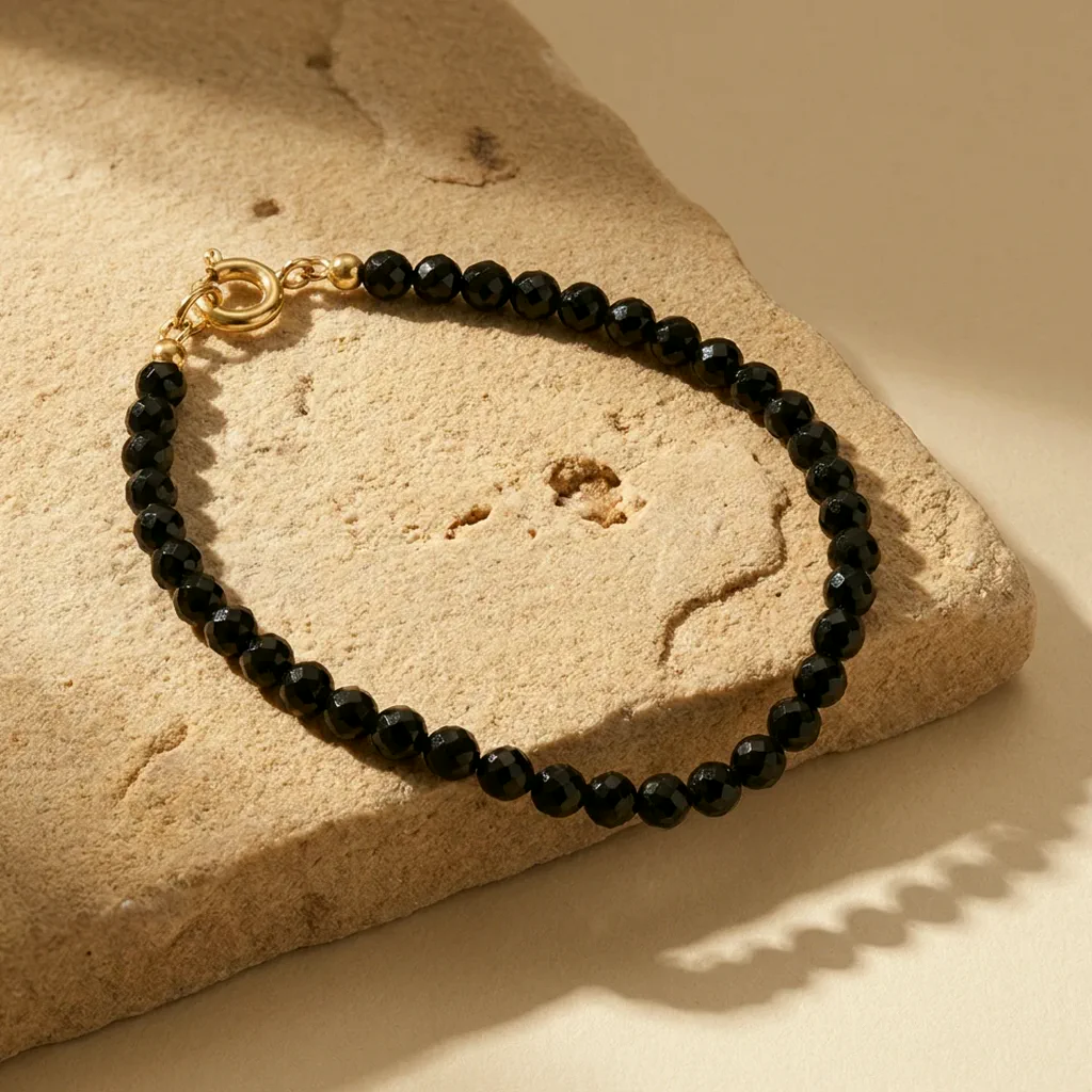 Bracelet en obsidienne — Fine Fermoir Doré — État d'Âme