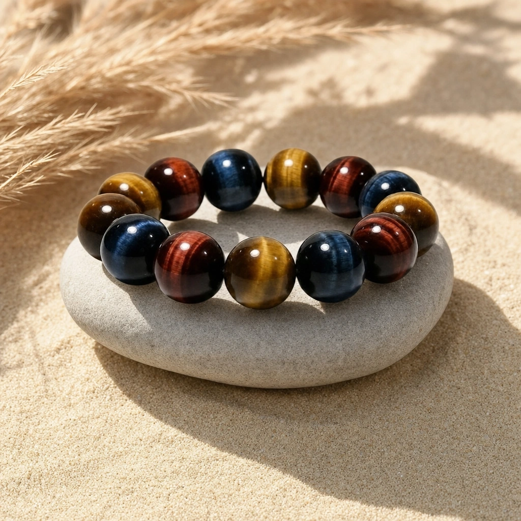 Bracelet en œil de tigre — Trilogie Taureau Faucon — État d'Âme