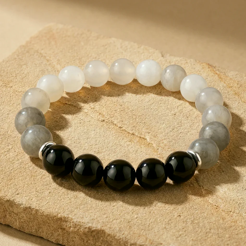 Bracelet en onyx — Agate Blanche — État d'Âme