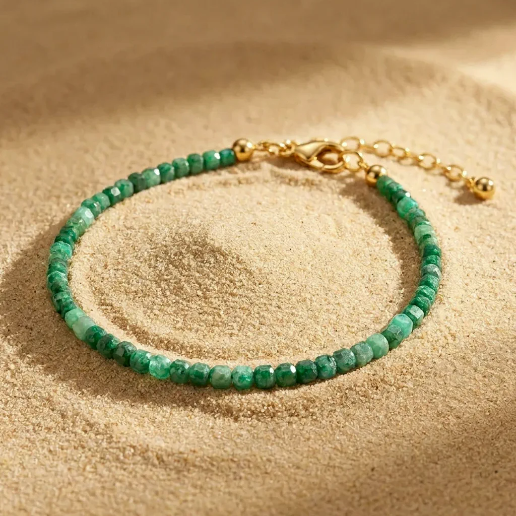 Bracelet en amazonite facettée 2 mm — Ultra Fin Ajustable — État d'Âme