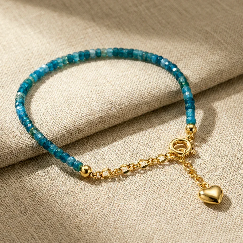 Bracelet en apatite facettée 2 mm — Ultra Fin Ajustable — État d’Âme