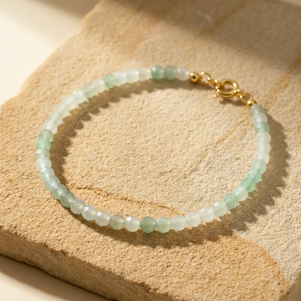 Bracelet ultra fin en aventurine verte 14 cm — État d'Âme