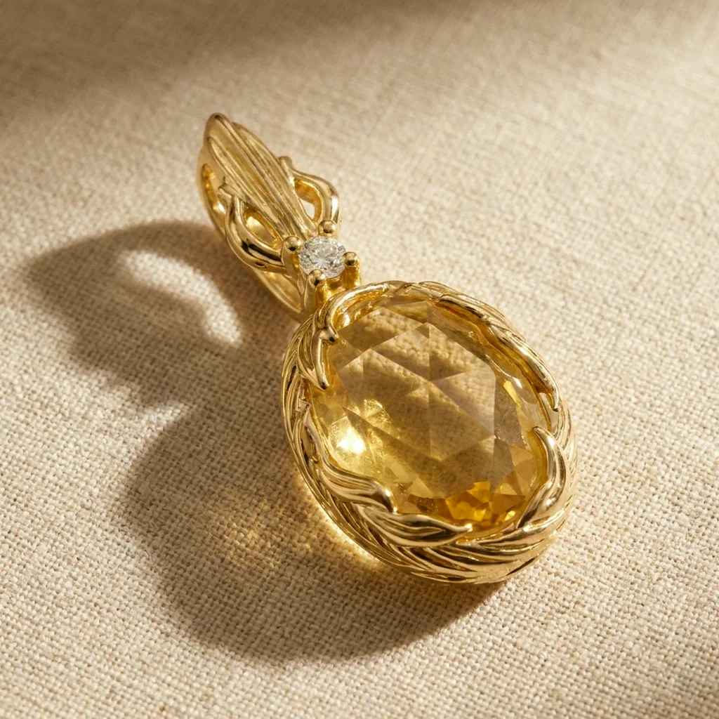 Collier en citrine — pendentif — État d'Âme