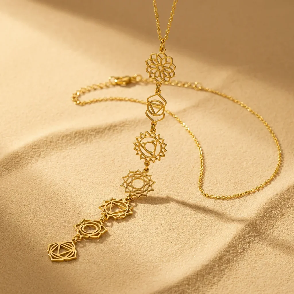 Collier en acier inoxydable doré — 7 Chakras — État d’Âme