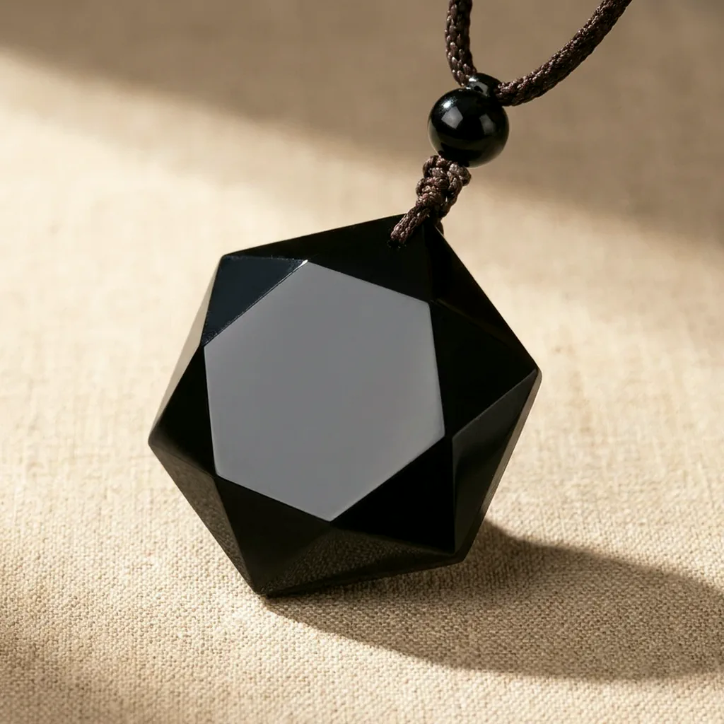 Collier en obsidienne noire — Facettée — État d'Âme