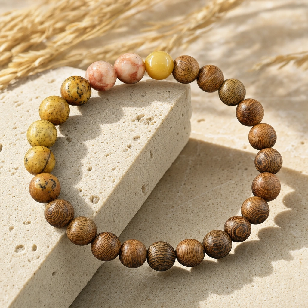 Bracelet en jaspe bois · rhodonite — Jupiter — État d’Âme
