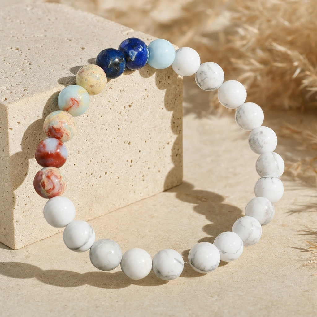 Bracelet en howlite · lapis lazuli · amazonite — Mercure — État d'Âme